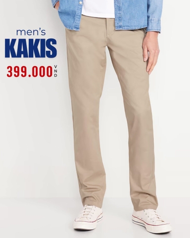 QUẦN KAKI NAM CO GIÃN PHOM ỐNG ĐỨNG MÀU KEM QK60615H3