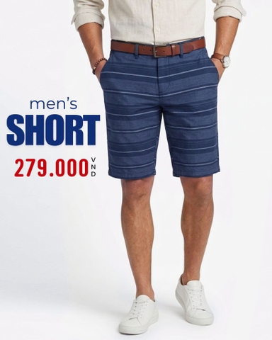 QUẦN SHORT NAM KẺ SỌC NGANG MÀU XANH NAVY QS60605M3