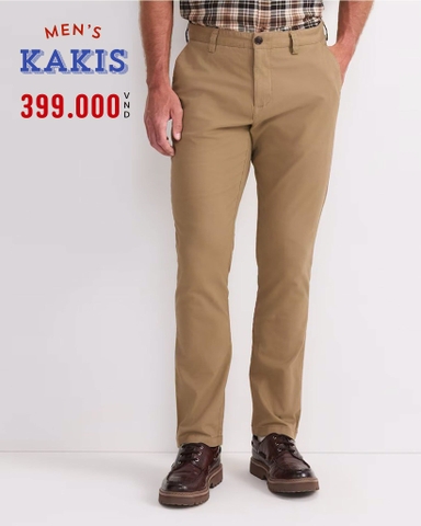 QUẦN DÀI KAKI CO GIÃN NAM PHOM ỐNG ĐỨNG MÀU NÂU QK60710D1