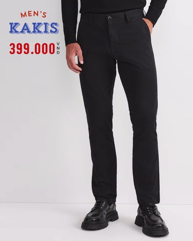 QUẦN DÀI KAKI CO GIÃN NAM PHOM ỐNG ĐỨNG MÀU ĐEN QK60710D6