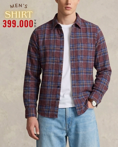 ÁO SƠ MI NAM TAY DÀI VẢI NỈ FLANNEL HỌA TIẾT CA RÔ MÀU ĐỎ XANH SM60711H6