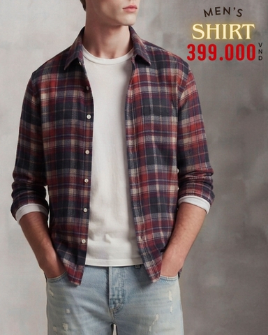 ÁO SƠ MI NAM TAY DÀI VẢI NỈ FLANNEL HỌA TIẾT CA RÔ MÀU ĐỎ ĐEN SM60711H8