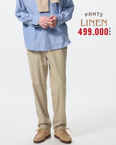 QUẦN DÀI LINEN NAM LƯNG CO GIÃN MÀU BE QL60730T4