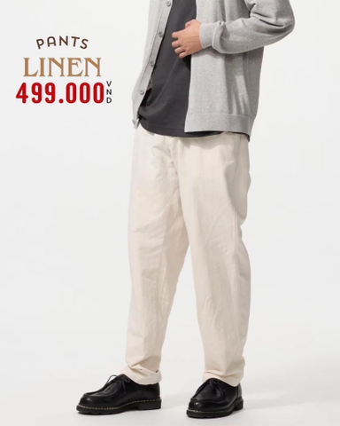 QUẦN DÀI LINEN NAM LƯNG CO GIÃN MÀU KEM SÁNG QL60730T5