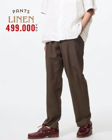 QUẦN DÀI LINEN NAM LƯNG CO GIÃN MÀU NÂU QL60730T6