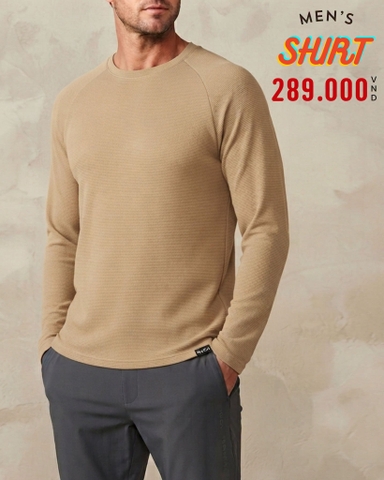 ÁO THUN NAM CỔ TRÒN TAY DÀI MÀU NÂU AT60803H1