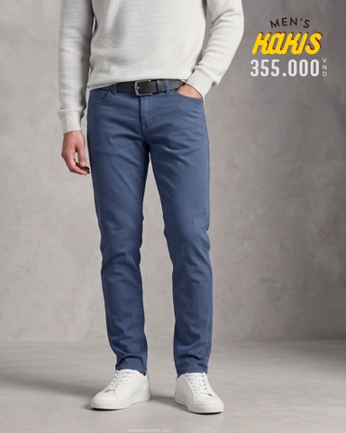 QUẦN KAKI NAM PHOM SLIMFIT CO GIÃN MÀU XANH LAM KK60316N4