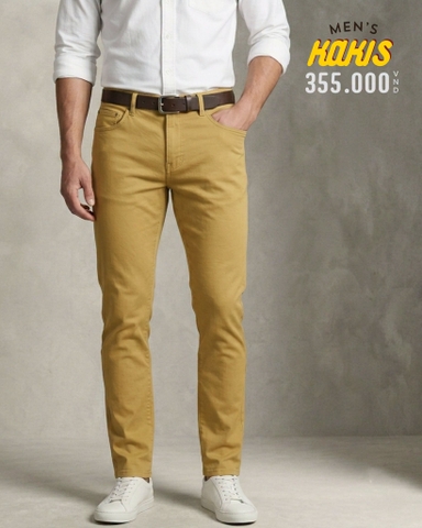 QUẦN KAKI NAM PHOM SLIMFIT CO GIÃN MÀU VÀNG KK60316N2