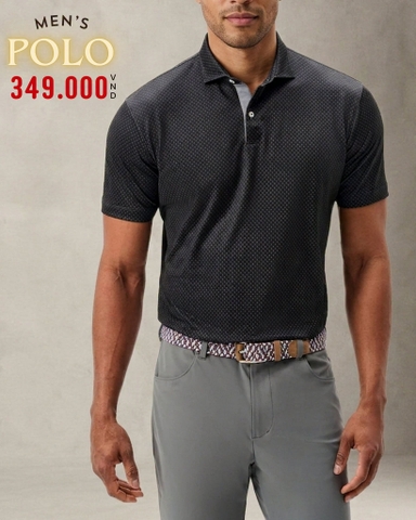 ÁO POLO GOLF NAM TAY NGẮN MÀU ĐEN HỌA TIẾT GIỌT NƯỚC PL60910H2