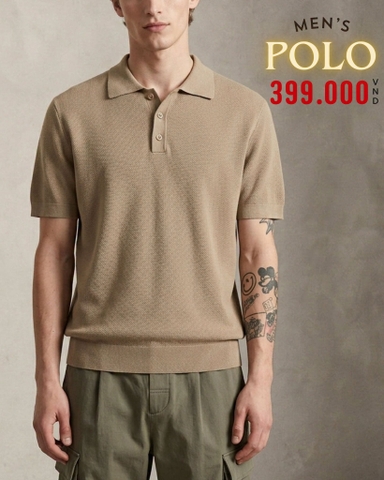 ÁO POLO NAM DỆT KIM TAY NGẮN MÀU BE PL60831N2