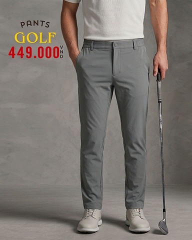 QUẦN DÀI GOLF NAM ỐNG ĐỨNG LƯNG PHỐI THUN CO GIÃN MÀU XÁM QG60808T1