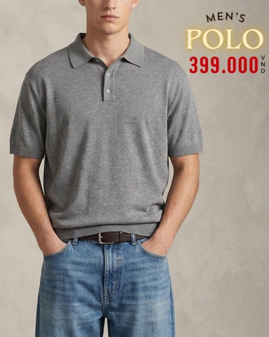 ÁO POLO NAM DỆT KIM TAY NGẮN MÀU XÁM PL60831N3