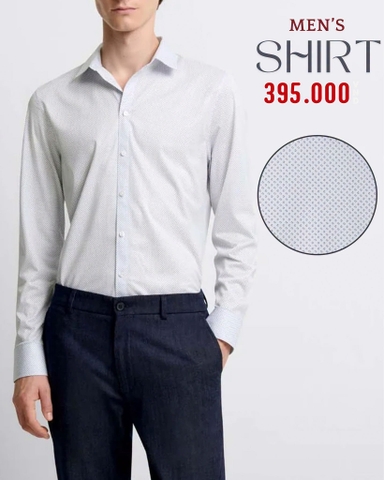 ÁO SƠ MI NAM PHOM SLIMFIT TAY DÀI HỌA TIẾT CHẤM BI SM60921T6