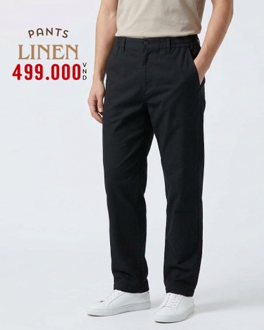 QUẦN DÀI LINEN NAM LƯNG CO GIÃN MÀU ĐEN QL60730T3