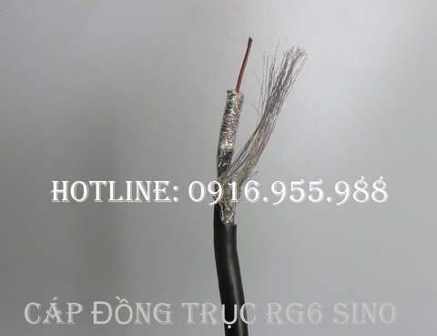 Cáp đồng trục (ăng ten) 5C FB dùng cho truyền hình 75 ohm RG6 5C FB có dầu, vỏ mầu đen Sino