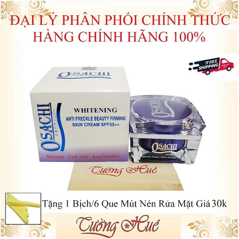 Kem Dưỡng Trắng Mờ Nám Osachi Whitening Anti Freckle Beauty Cream - 20g ( Tặng 1 Bịch/6 Que Mút Rửa Mặt )