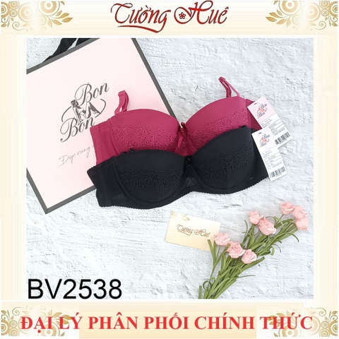 Áo lót nữ Bon Bon BV2538 ren cúp ngang mút vừa 2cm (Đệm mút rời) .