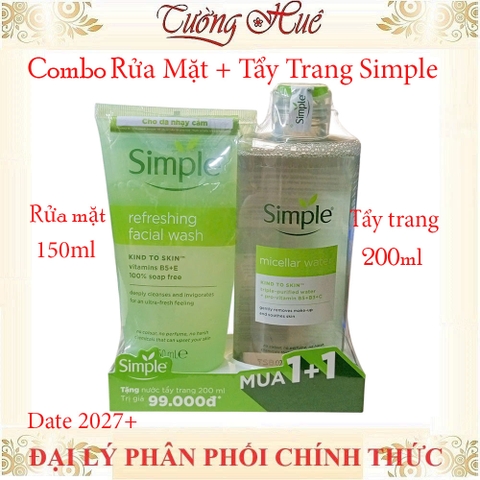 Combo Sữa Rửa Mặt 150ml + Tẩy Trang Simple 200ml