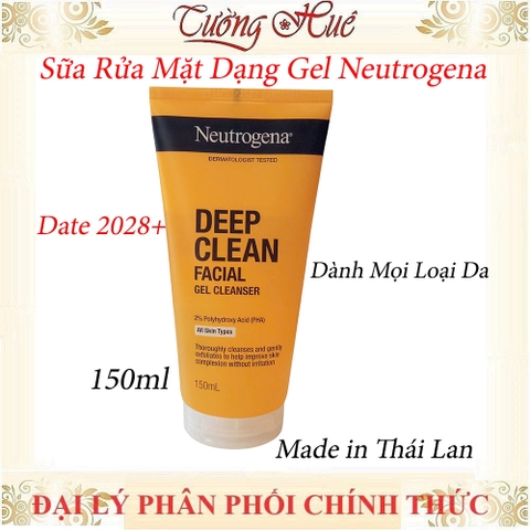 Sữa Rửa Mặt Sạch Sâu Neutrogena Deep Clean Facial Gel Cleanser 150ml - Cam