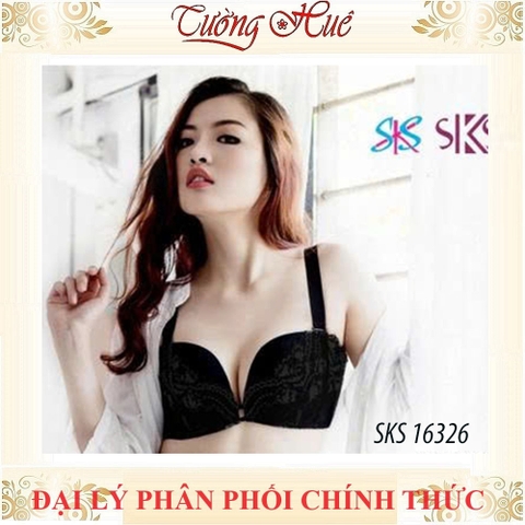 Áo lót nữ Darlin SKS 16326 Không Gọng Mút Mỏng Ren Xẻ V Sâu Phối Lưng Lưới Bảng Vừa 3 Móc Cài.
