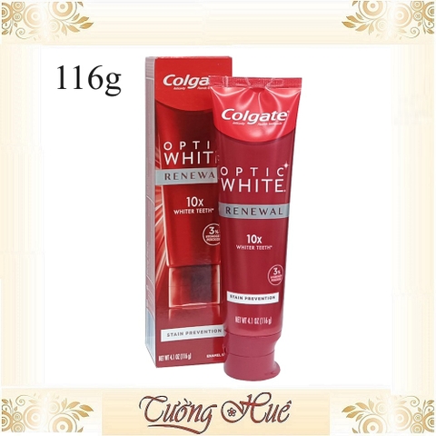 Kem Đánh Răng Colgate Optic White Renewal Toothpaste - 116g - Đỏ.