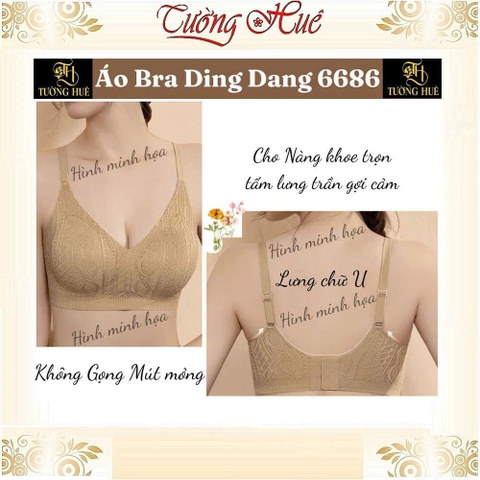 Áo Lót Nữ Ding Dang 6686 Dạng Bra Không Gọng Mút Mỏng Bảng Lưng To 3 Móc cài