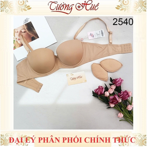 Áo lót nữ Bon Bon BV2540 áo lót cúp ngang mút dày~3cm có đệm mút tháo rời dây lưng áo 3 nấc cài.