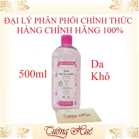 Nước tẩy trang Calliderm Micellar Cleansing Water with Organic Rose Extract - Da khô