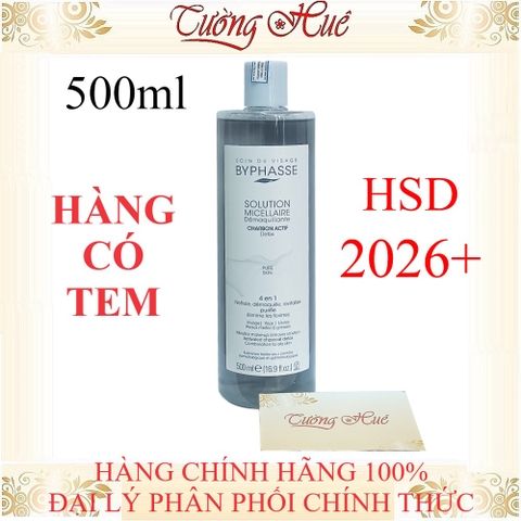 [ HÀNG CÓ TEM ] Nước Tẩy Trang Than Hoạt Tính Byphasse Solution Micellaire Charbon Actif - 500ml