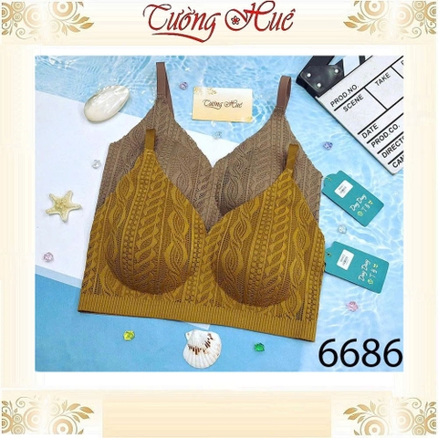 Áo Lót Nữ Ding Dang 6686 Dạng Bra Không Gọng Mút Mỏng Bảng Lưng To 3 Móc cài