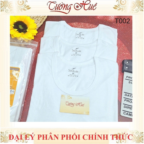 Áo Lót Nam Trắng Tay Ngắn Sovitex By relax T002 Cổ Chữ U Cotton Thun Co Dãn Không Viền May 2 Bên Hông