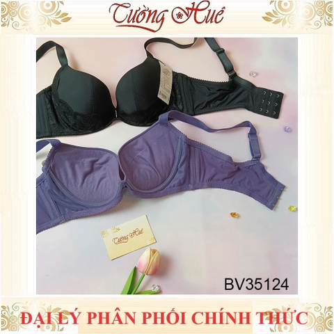 Áo lót nữ Bon Bon BV35124 áo lót trơn phối ren mút vừa ~2cm bảng lưng to 3 nấc cài.