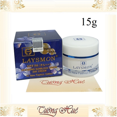 Kem Laysmon Chống Nắng Ban Ngày Whitening Sunblock Cream Day Cream - 15g - Hoa xanh.