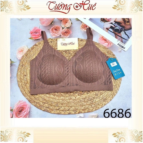 Áo Lót Nữ Ding Dang 6686 Dạng Bra Không Gọng Mút Mỏng Bảng Lưng To 3 Móc cài