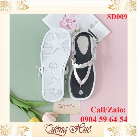 [Ảnh Thật 100%] Sandal Xỏ Ngón Nữ Đế Bằng Mũi Vuông Quai Chữ A