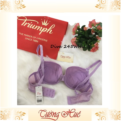 SALE SALE SALE - Áo lót nữ Triumph Diva 245 WHU nền chấm bi phối ren nâng vừa.