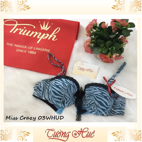 SALE SALE SALE - Áo lót nữ Triumph Miss Crazy 03 WHUD nền sọc vằn phối ren nâng nhẹ.