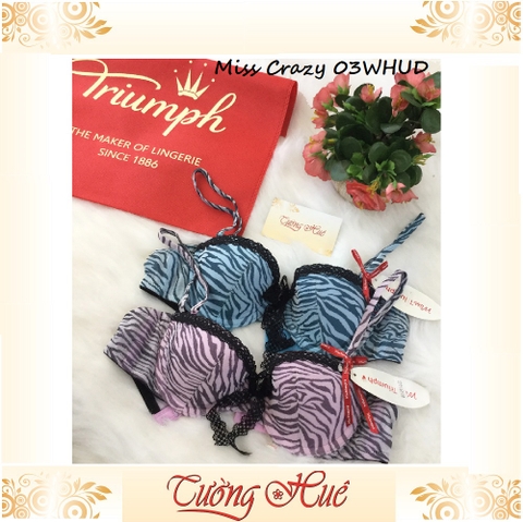 SALE SALE SALE - Áo lót nữ Triumph Miss Crazy 03 WHUD nền sọc vằn phối ren nâng nhẹ.