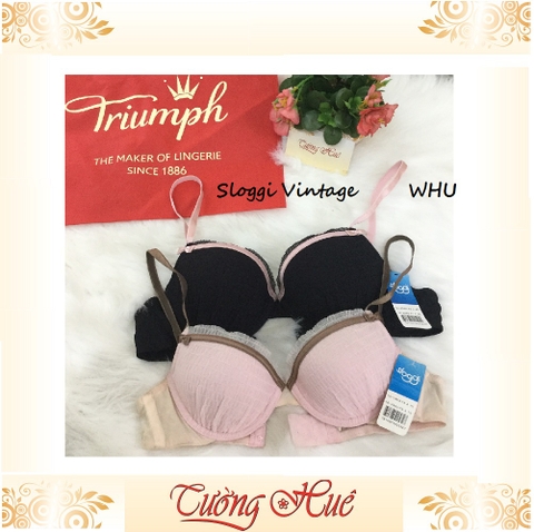 SALE SALE SALE - Áo lót nữ Triumph Sloggi Vintage WHU phối viền màu nâng ngực.