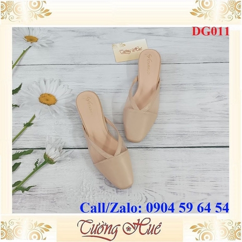 [Ảnh Thật 100%] Dép Sục Cao Gót Mũi Vuông Phối Lưới Cao 3CM - DG011