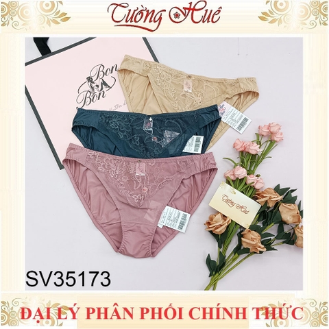 Quần lót nữ Bon Bon SV35173 trơn lưng thấp thun lạnh phối ren.