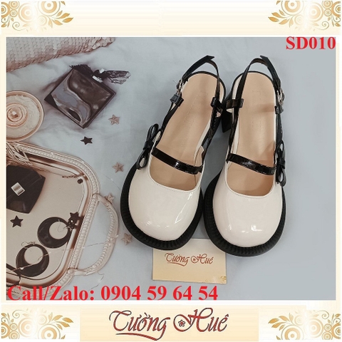 [Ảnh Thật 100%] [FULLBOX] Giày Sandal Cao Gót Nữ Da Bóng Phối Nơ Gót Vuông Cao 6CM - Hàng Quảng Châu