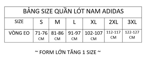 [HÀNG CHÍNH HÃNG] Quần lót nam Adidas 4A1M02 dạng quần đùi cotton co giãn ( FORM LỚN GIẢM 2 SIZE)