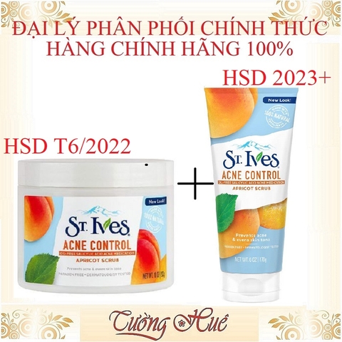 Bộ Tẩy Da Chết St. Ives Acne Control 283g và Tuýp Rửa Tẩy Da Chết 170g ( Nhiều mùi lựa chọn )