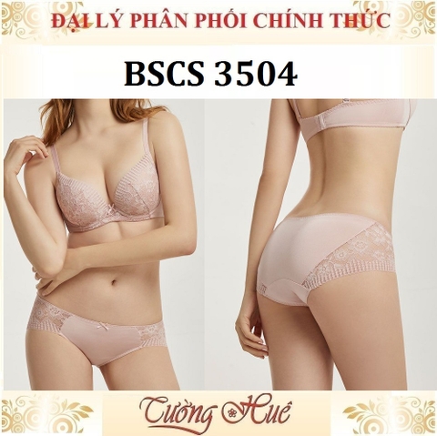 Quần Lót Nữ Bon Bon BSCS 3504 Lưng Vừa Trơn Phối Viền Ren Hoa.