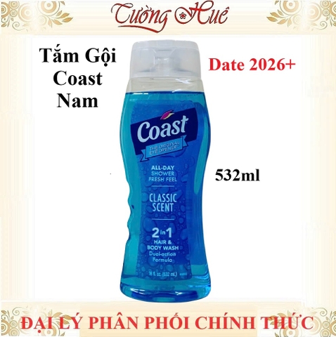 Tắm gội Nam Coast Classic Scent Hydrating Formula for Hair & Body - 532ml (Mẫu Mới)