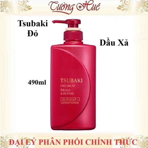 Dầu Gội và Xả Cao Cấp Dưỡng Tóc Bóng Mượt Tsubaki Premium Moist Shampoo - 490ml - Đỏ