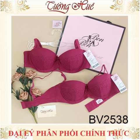 Áo lót nữ Bon Bon BV2538 ren cúp ngang mút vừa 2cm (Đệm mút rời) .
