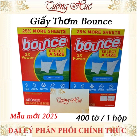 Giấy Thơm Quần Áo Bounce Của Mỹ Dùng Cho Máy Sấy Hoặc Tủ Quần Áo- 1 Hộp/400 tờ- Mẫu mới 2025