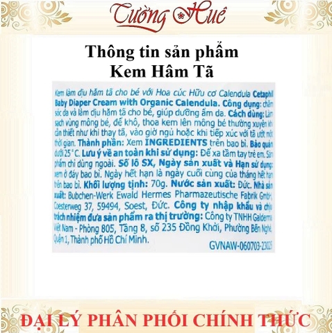 Kem Chống Hâm Tã Dịu Lành Cho Bé Cetaphil Cetaphil Baby Diaper Cream Calendula - 70g